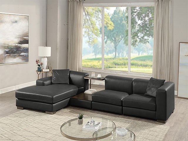 SALON CUIR 4 PLACES L-1270 COULEUR A90 NOIRE