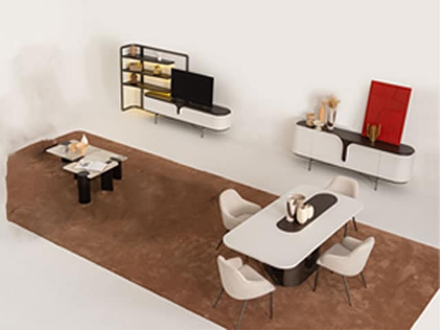 PACK KAJU CONSOLE MIRROIR+TABLE BASSE+TABLE TV+TABLE A MANGER 6 PLCES