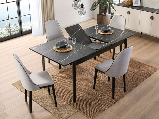 TABLE A MANGER 6 PLACES EXTENSIBLE NIA 1775X1060X175 COULEUR NOIRE