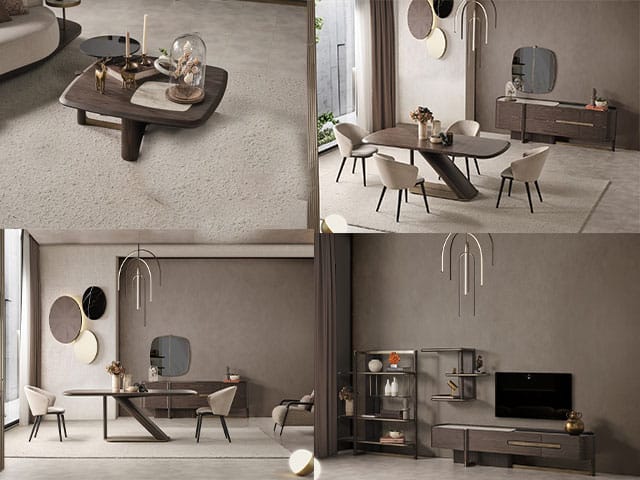 PACK WEST CONSOLE MIRROIR+TABLE BASSE+TABLE TV+TABLE A MANGER 6 PLCES