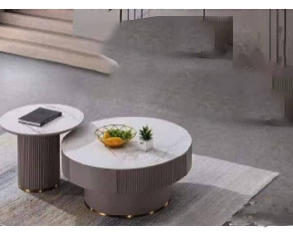 TABLE BASSE REF2101+TABLE DE COIN REF2101 GRIS/BLAN DESTOCK Z