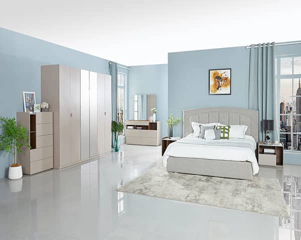 CHAMBRE A COUCHER 180*200 COMPLETE 2037# COULEUR MARRON DOREE