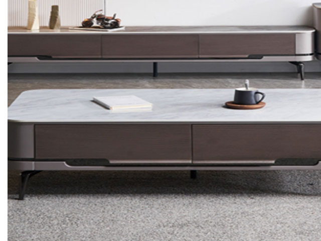 TABLE TV REF 2208+TABLE BASSE REF 2208 BEIG/NOIR/BLAN 200X40/130X70