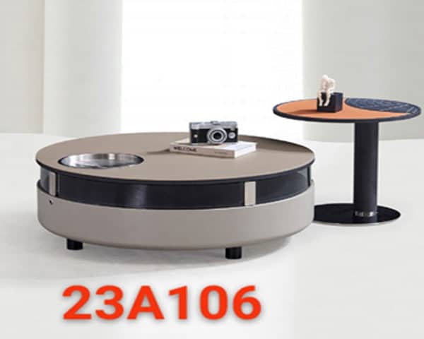 Promotion 19 TABLE BASSE REF 23A106 BEIGE/MARRON/NOIR 90X90/50X50