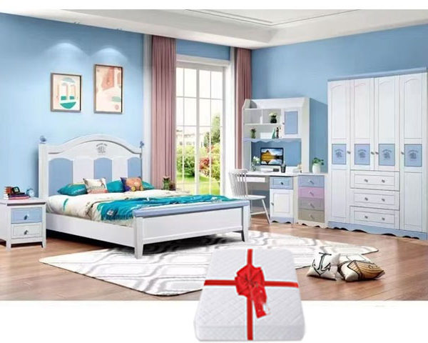 CHAMBRE A COUCHER ENFANT REF 507 BLEU/BLANC+MATELAS