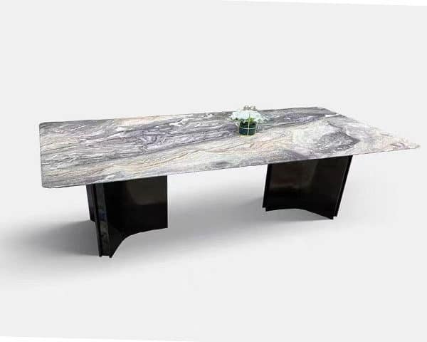 TABLE A MANGER 8 PLACES REF 8037 GRIS/NOIR 220X100