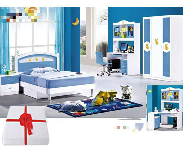 CHAMBRE A COUCHER ENFANT REF 881 BLEU/BLANC+MATELAS