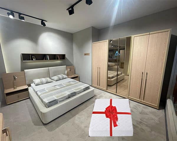 CHAMBRE A COUCHER ARMADA PORTES BATTANTES 260*230*60 MARRON+MATELAS