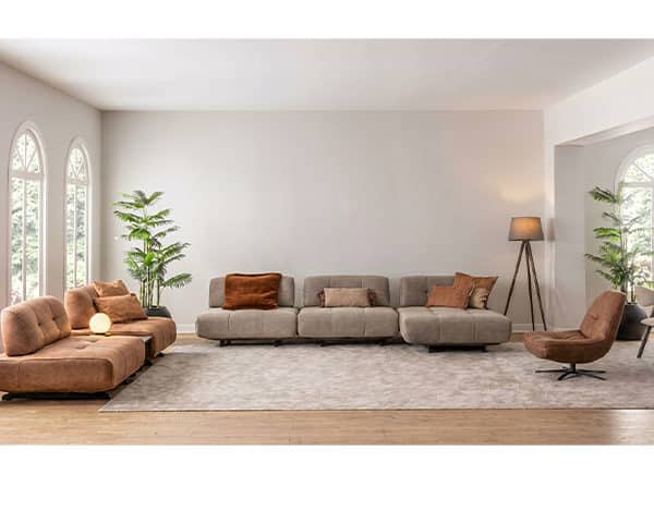 SALON TISSU 8 PLACES (4+3+1) HAVANA CLR MARRON/GRIS