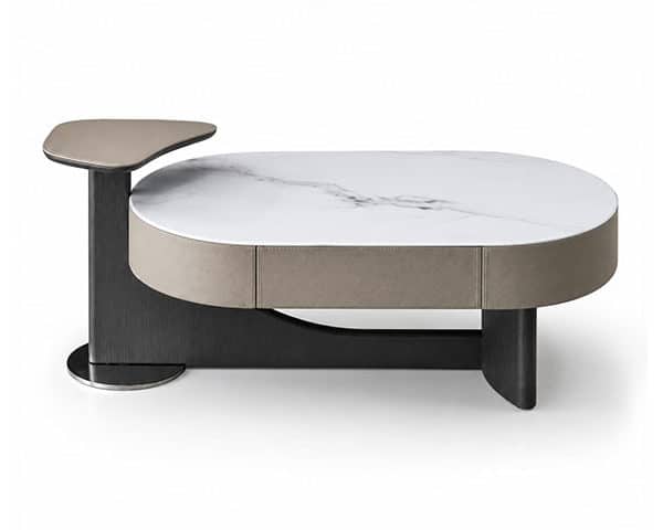 TABLE BASSE REF 7010 BEIGE/BLANC/NOIR 140X65