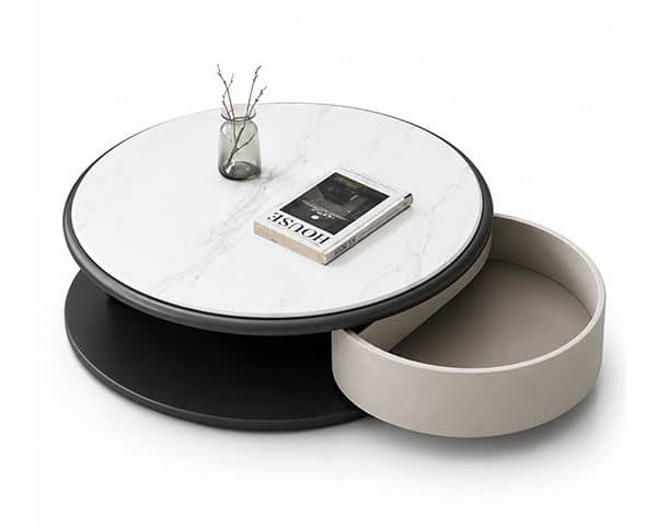 TABLE BASSE REF 7015 GRIS/BLANC 90X90
