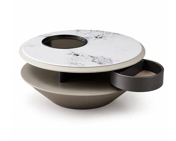 TABLE BASSE REF 7021 GRIS/BLANC/NOIR 90X90