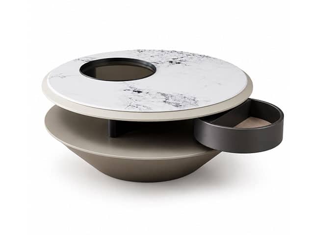 TABLE BASSE REF 7021 GRIS/BLANC/NOIR 90X90