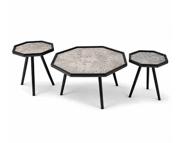 TABLE BASSE REF E5325 SET DE 3 PCS GRIS 80X40