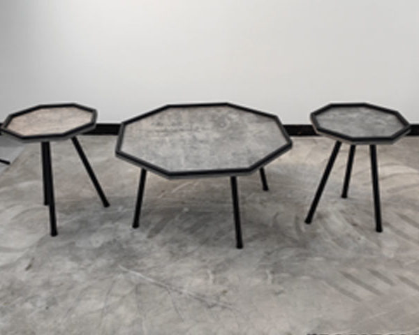 Promotion 4 TABLE BASSE REF E5325 SET DE 3 PCS GRIS 80X40