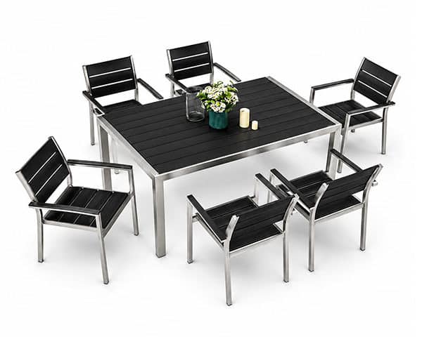 TABLE A MANGER JARDIN EN BOIS 4 PLACES REF 8892 1400X800 NOIR