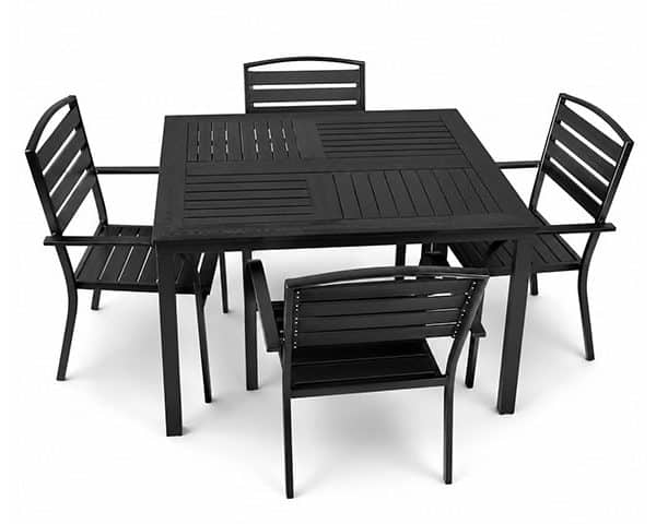 TABLE A MANGER JARDIN EN BOIS 4 PLACES REF 8892 1400X800 NOIR