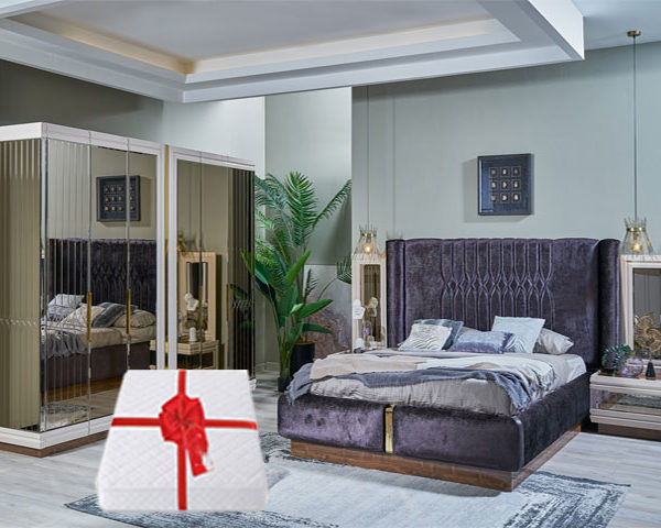 CHAMBRE A COUCHER 180X200 COMPLETE LARISSA PORTES BATTANTES+MATELAS