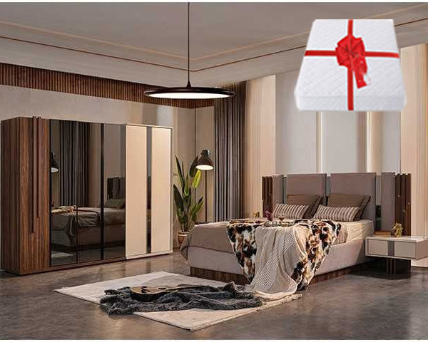 CHAMBRE A COUCHER 180X200 COMPLETE PREO PORTES BATTANTES+MATELAS