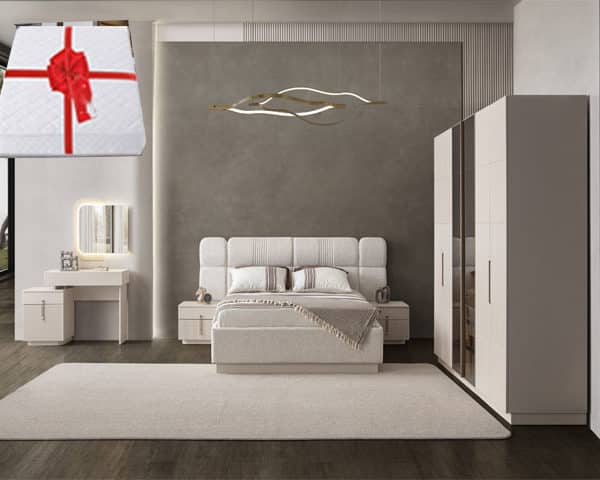 CHAMBRE A COUCHER LINE PORTES BATTANTES 240*215*60 BEIGE+MATELAS Z