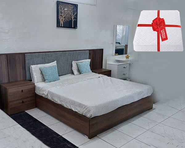 CHAMBRE A COUCHER 180X200 REF0112 SANS ARMOIR DARK WALNU3106+MATELA