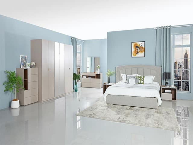 CHAMBRE A COUCHER 180*200 COMPLETE 2037# COULEUR MARRON DOREE