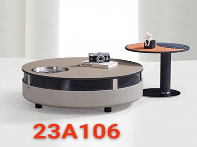 TABLE BASSE REF 23A106 BEIGE/MARRON/NOIR 90X90/50X50