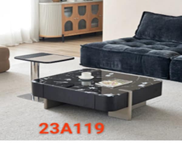 TABLE BASSE REF 23A119 NOIR/ BLANC 88X78/50X50