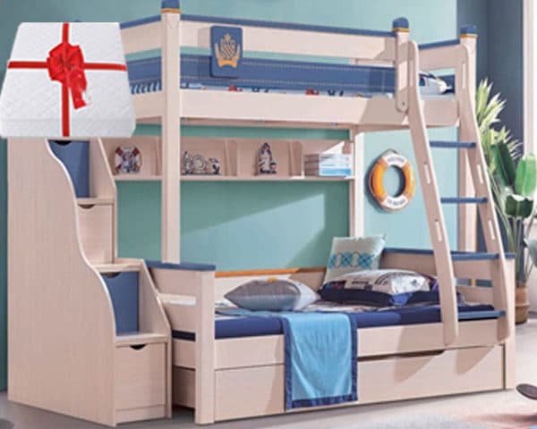 CHAMBRE A COUCHER ENFANT SUPERPOSEE REF 622 BLEU/BLANC+MATELAS
