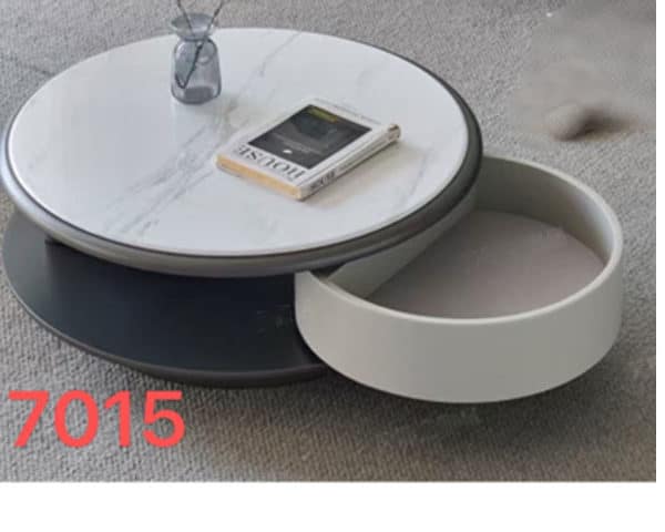 TABLE BASSE REF 7015 GRIS/BLANC 90X90