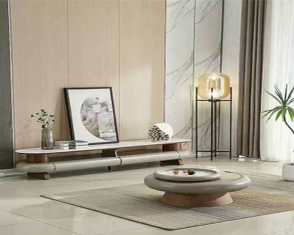 TABLE TV REF 8036+TABLE BASSE REF 8056 BEIGE/MARRON/BLANC 200X40/6060