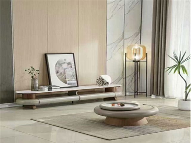 TABLE TV REF 8036+TABLE BASSE REF 8056 BEIGE/MARRON/BLANC 200X40/6060