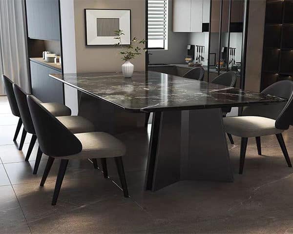 TABLE A MANGER 6 PLACES REF855 NOIR/GRIS 180X90