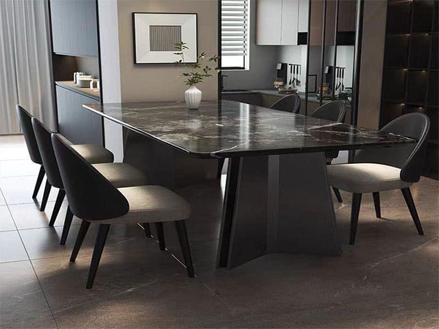 TABLE A MANGER 6 PLACES REF855 NOIR/GRIS 180X90