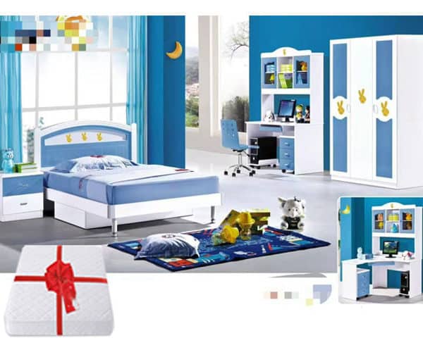 CHAMBRE A COUCHER ENFANT REF 881 BLEU/BLANC+MATELAS