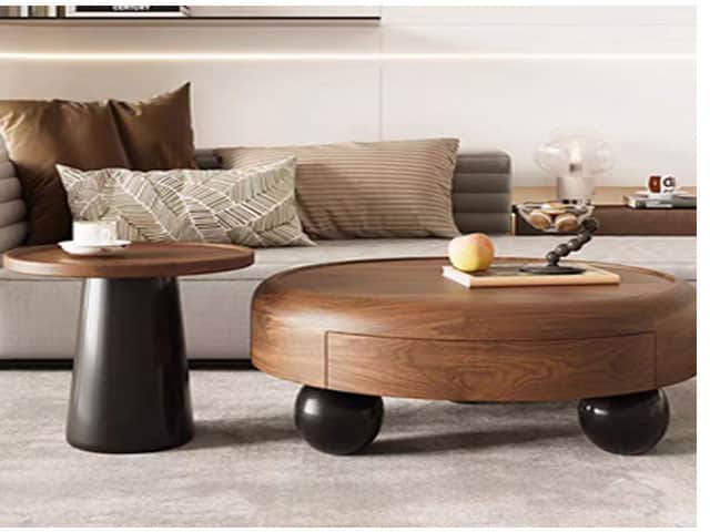 TABLE BASSE 954 MARRON/NOIR 80X35/45X42