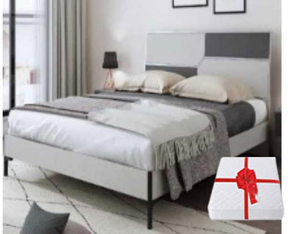 CHAMBRE A COUCHER ENFANT 120X200 A812-2 3 PORTES BATTANTES GRIS/BEIGE