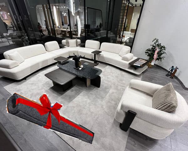 SALON TISSU 8 PLACES ANGLE CLOUD COULEUR BEIGE