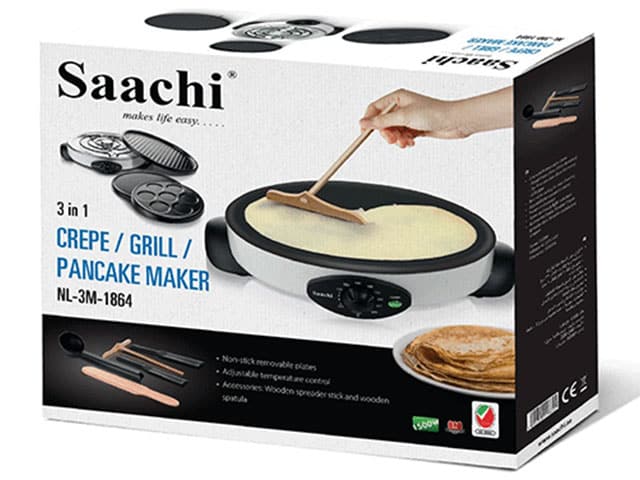 CREPIERE ELECTRIQUE SAACHI NL-3M-1864 3 EN 1 INOX COULEUR NOIRE-BLANC