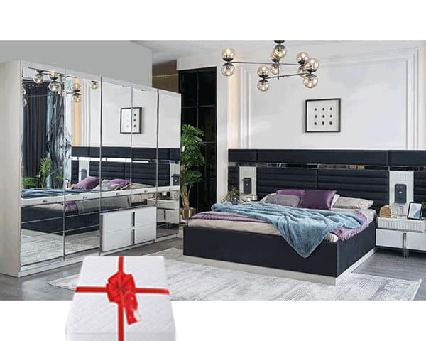 CHAMBRE A COUCHER 180X200 COMPLETE LAGOS PORTES BATTANTES+MATELAS