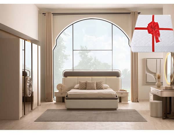 CHAMBRE A COUCHER 180X200 COMPLETE LOFT BATTANTE MARRON/BLANC