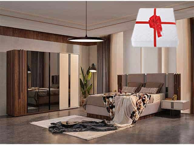 CHAMBRE A COUCHER 180X200 COMPLETE PREO PORTES BATTANTES+MATELAS