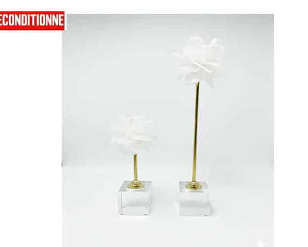 VASE DE DECORATION SET DE 2 PCS REF 010 COULEUR BLANC/DORE RECOND Z