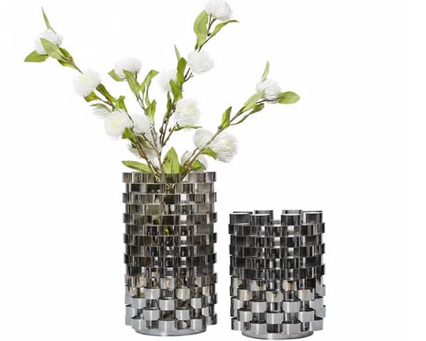 MASTEROFFICE 18 VASE DE DECORATION REF 05 SET DE 2 PCS COULEUR ARGENTE Z