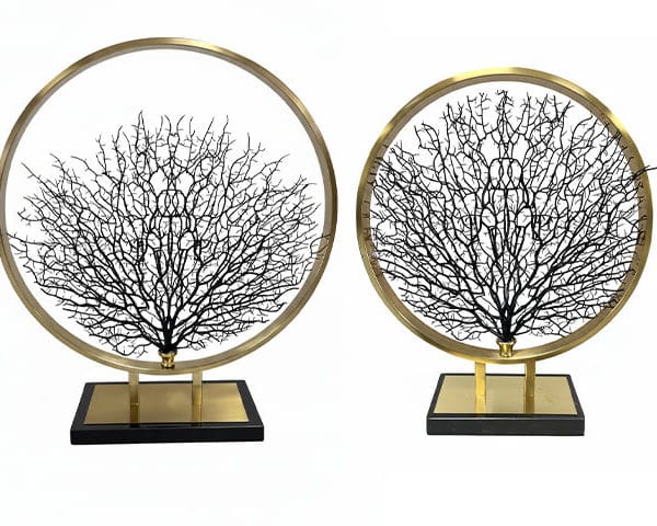 VASE DE DECORATION SET DE 2 PCS REF 113A 113B COULEUR DORE Z