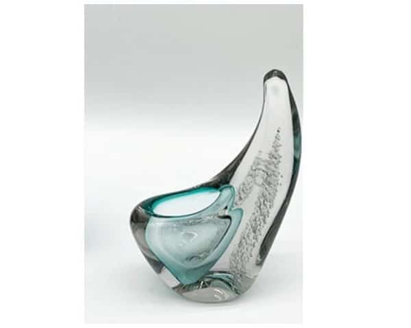 VASE DE DECORATION REF 12 COULEUR ARGENTEE/BLEU