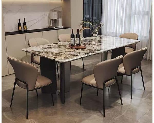 TABLE A MANGER 6 PLACES REF 1242 COULEUR BLANC/NOIR 180X90