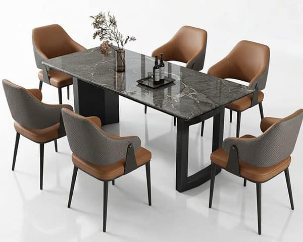 TABLE A MANGER 6 PLACES REF 1242 COULEUR GRIS/MARRON 180X90