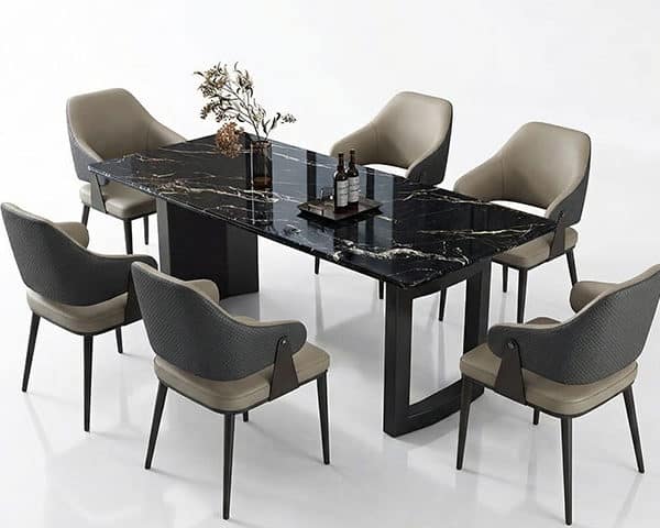 TABLE A MANGER 6 PLACES REF 1242 COULEUR GRIS/NOIR 180X90
