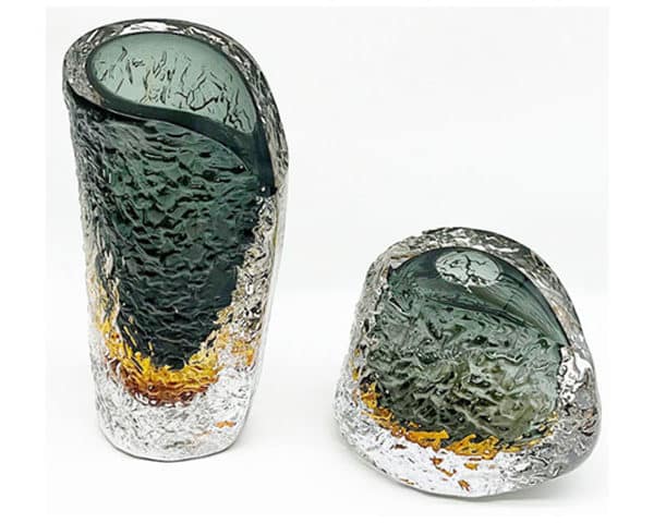 VASE DE DECORATION REF 18 SET DE 2 PCS COULEUR VERT/DORE/ARGENTE Z